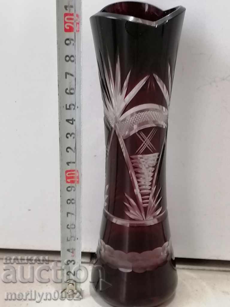 Bohemian crystal vase, glass, Czechoslovakia, USSR 21 cm high - 7 Bohemian crystal vase, glass, Czechoslovakia, USSR 21 cm high - 7