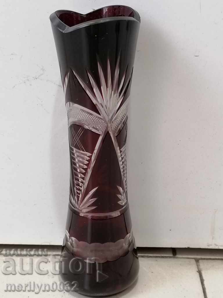 Bohemian crystal vase, glass, Czechoslovakia, USSR 21 cm high Bohemian crystal vase, glass, Czechoslovakia, USSR 21 cm high