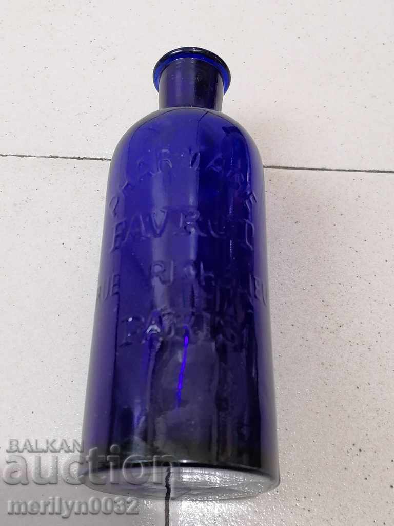 Old apothecary's blown bottle of French blue glass Paris - 6 Old apothecary's blown bottle of French blue glass Paris - 6
