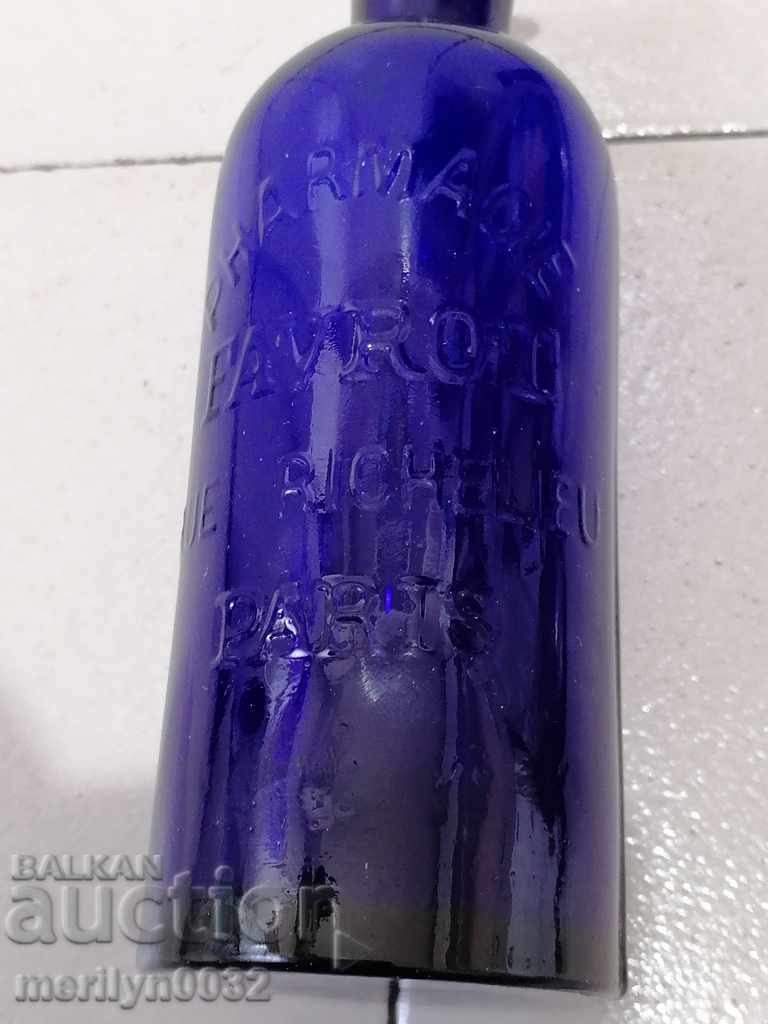 Old apothecary's blown bottle of French blue glass Paris - 7 Old apothecary's blown bottle of French blue glass Paris - 7