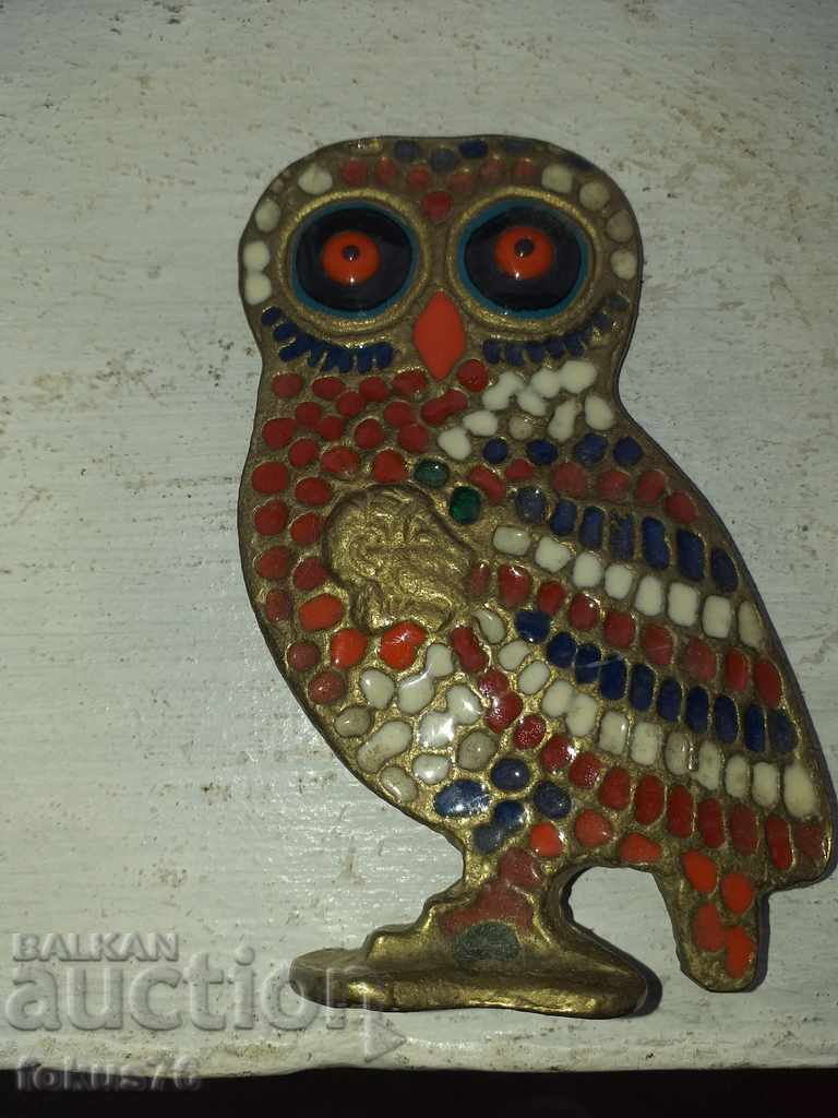 Owl owl bronze enamel