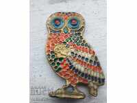 Owl owl bronze enamel figure