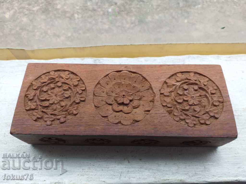 Old wooden box for jewelry carving