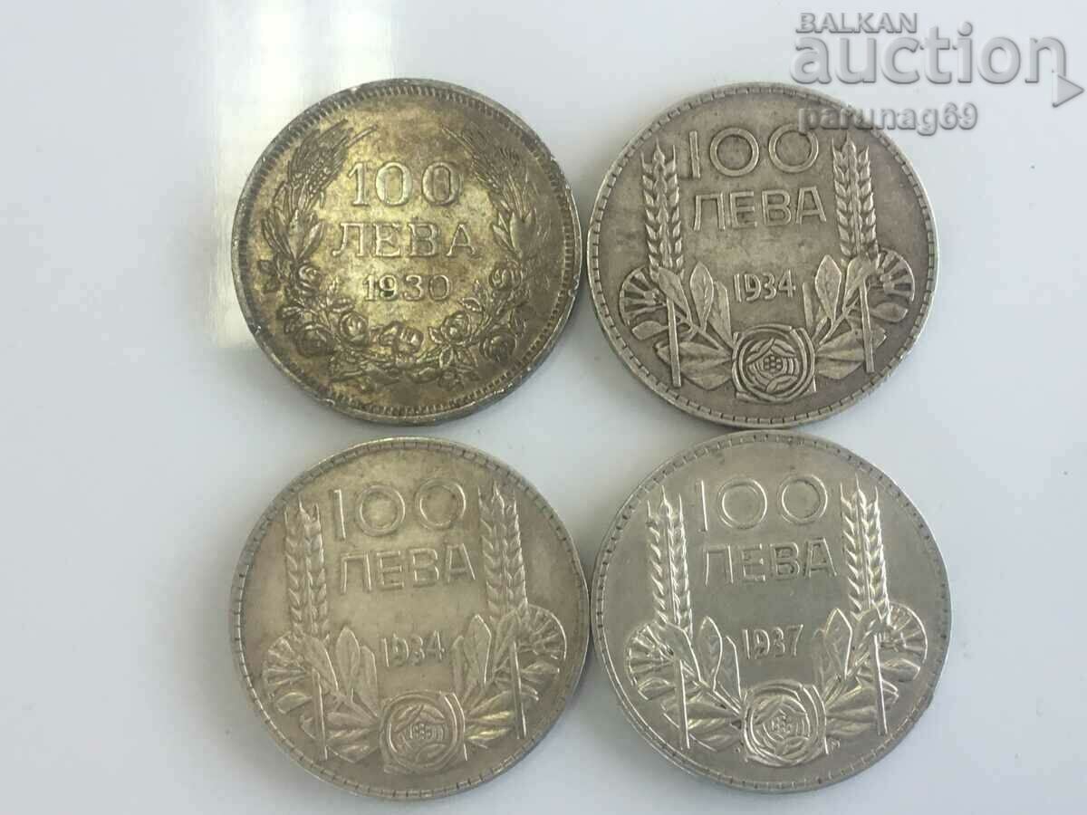 България 100 лева 1930,1934 и 1937  година 4 броя  (L.46.1)