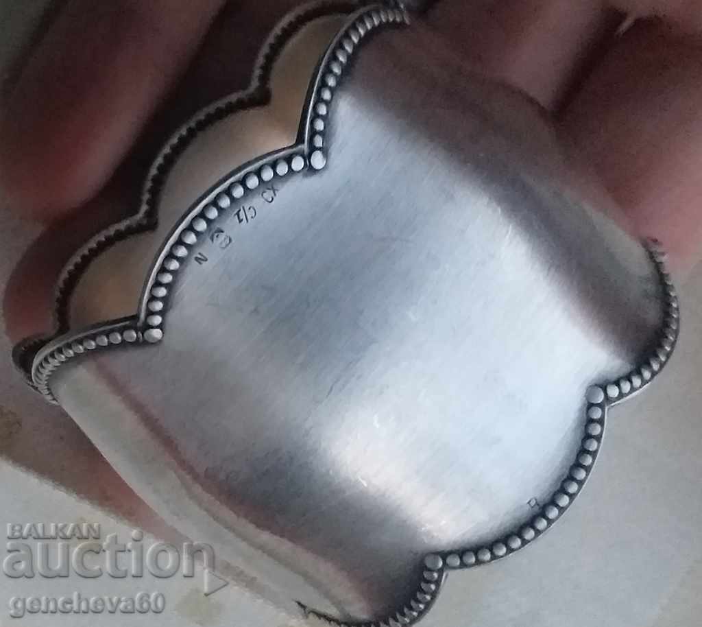 Rare silver napkin ring 36g with initials and silk napkins - 5