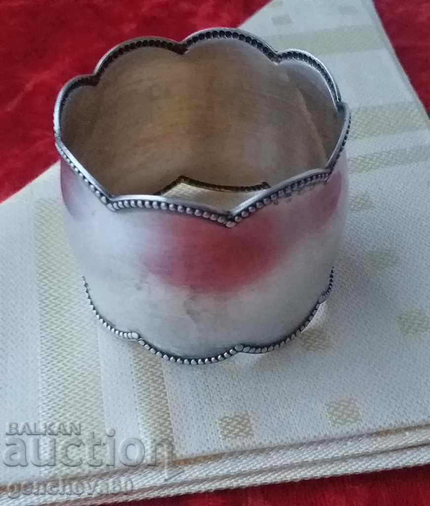 Rare silver napkin ring 36g with initials and silk napkins - 6