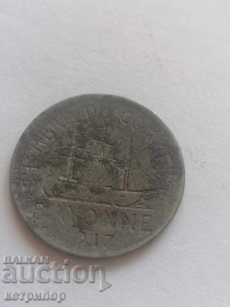 5 cent commune Bayonne France 1917 iron with price 18.00 BGN | € 9.20 5 cent commune Bayonne France 1917 iron with price 18.00 BGN | € 9.20