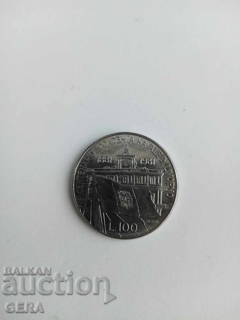 Монета  100 лири Италия
