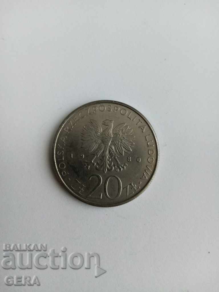 Coin 20 zloty Poland with price 10.00 BGN | € 5.11 Coin 20 zloty Poland with price 10.00 BGN | € 5.11