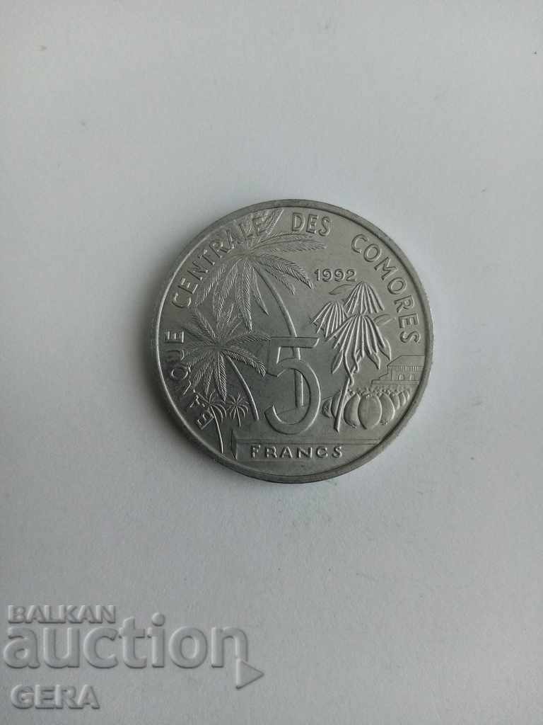 Монета  5 франка Коморски острови