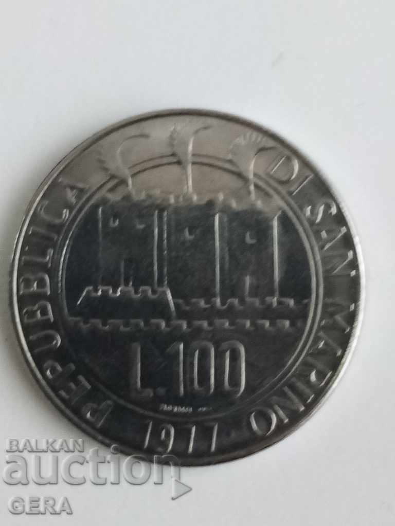 Монета  100 лири Сан Марино