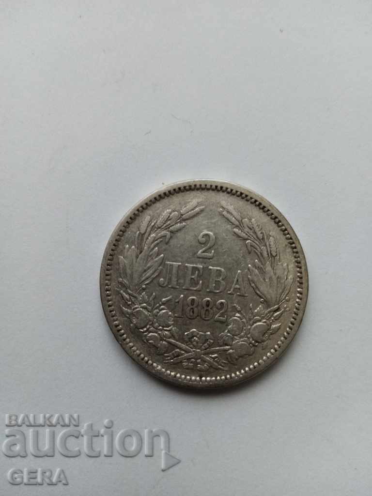 Монета  2 лева 1882 год