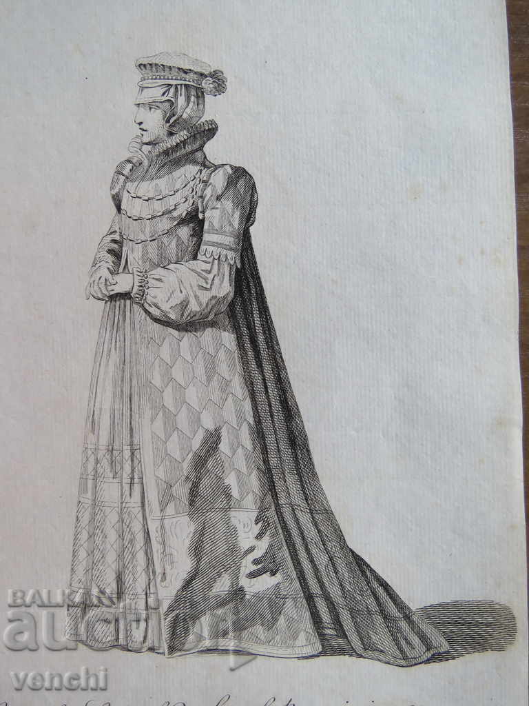 1757 - GRAVURĂ - COSTUME - ORIGINAL