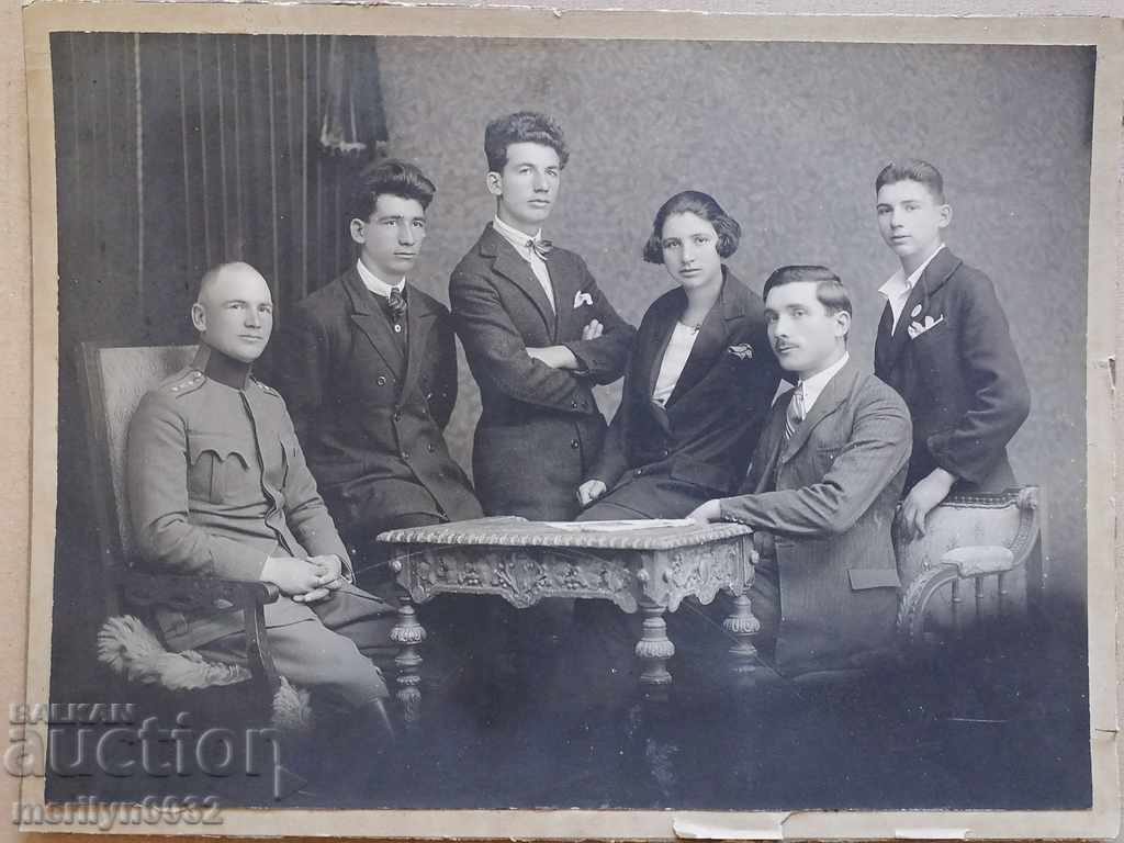 Военна снимка офицер и приятели фотография 1923 г