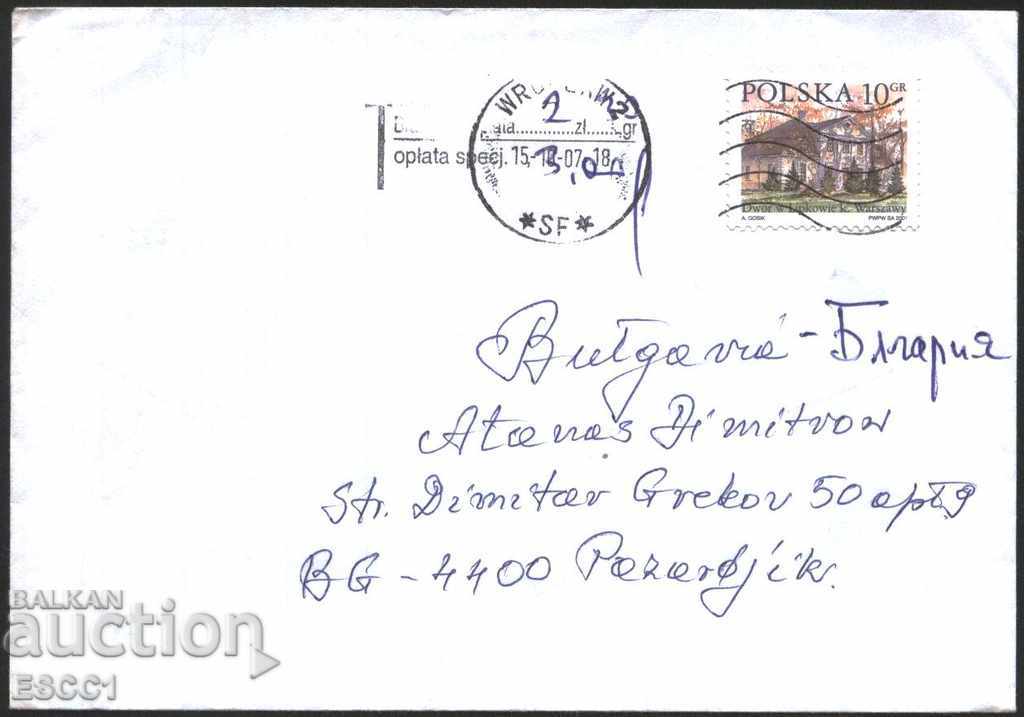 Traveled envelope with the brand Architecture 2001 from Poland