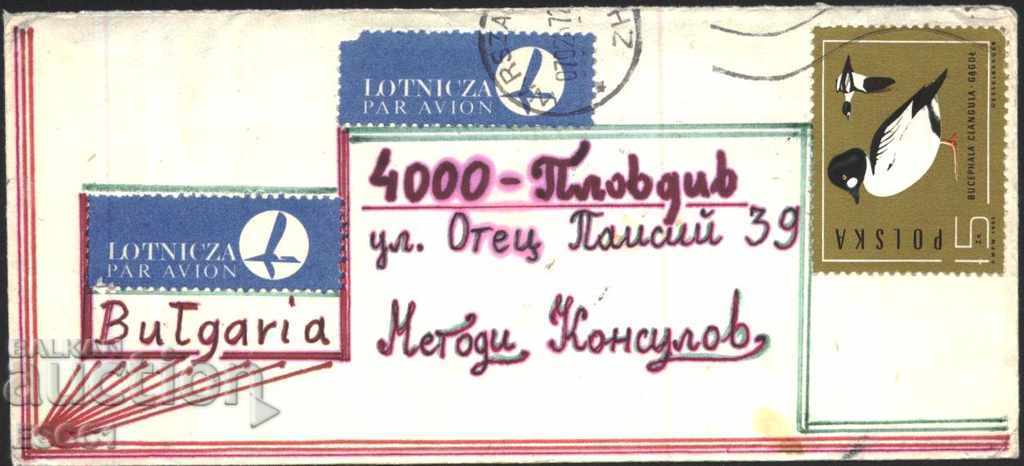 Traveled envelope with the brand Fauna Bird 1985 from Poland