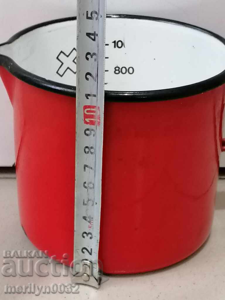 Auction  An old pot with enamel, enamelled vessel, Bulgaria