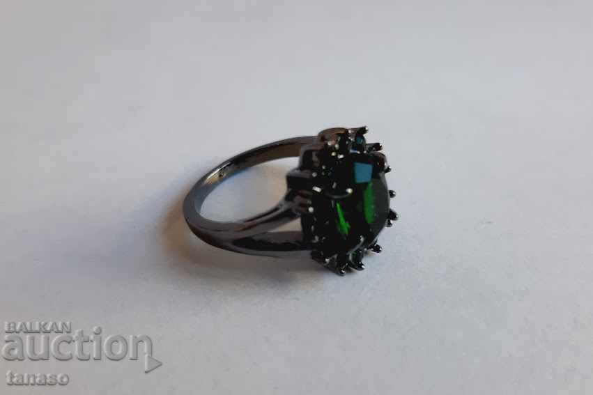 Emerald ring, black rhodium plated with price 20.00 BGN | € 10.23 Emerald ring, black rhodium plated with price 20.00 BGN | € 10.23