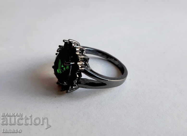 Auction Emerald ring, black rhodium plated Auction Emerald ring, black rhodium plated