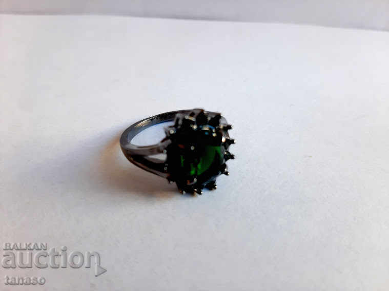 Emerald ring, black rhodium plated - 5 Emerald ring, black rhodium plated - 5