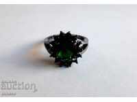 Emerald ring, black rhodium plated