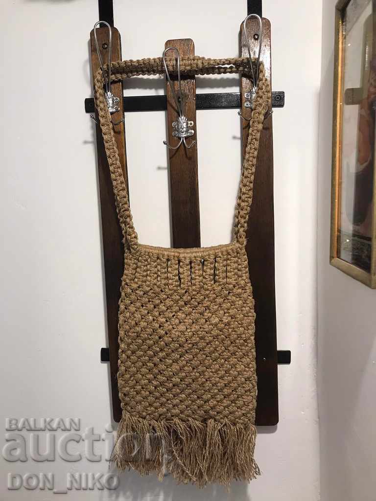 Ръчно плетена дамска чанта от коноп