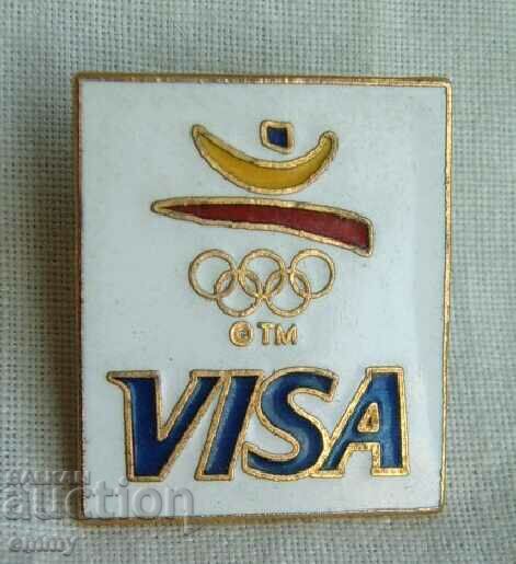 Badge Sports Olympic Games Barcelona 1992, sponsored by VISA
