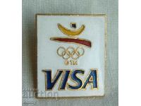 Badge Sports Olympic Games Barcelona 1992, sponsored by VISA
