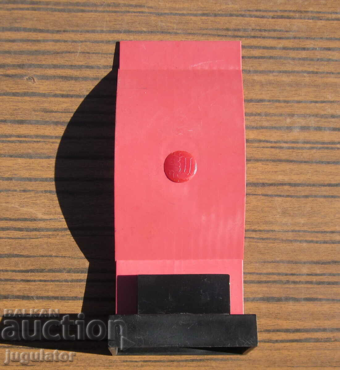 Delivery of Bulgarian sports award cup with medal plaque in wrestling