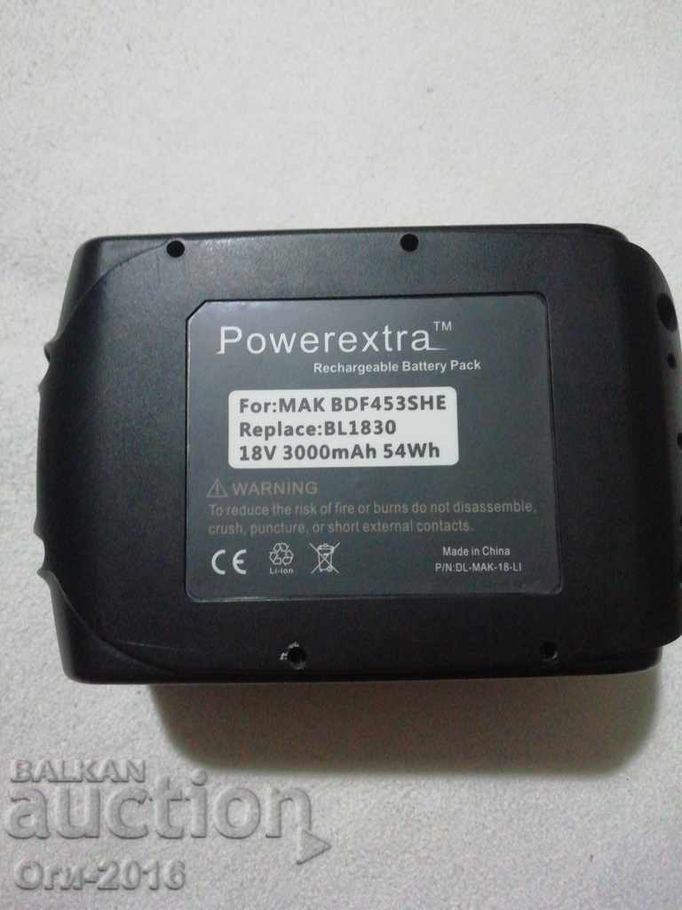 Battery Powerextra BL1830 for parts, recycling., Becomes Mak
