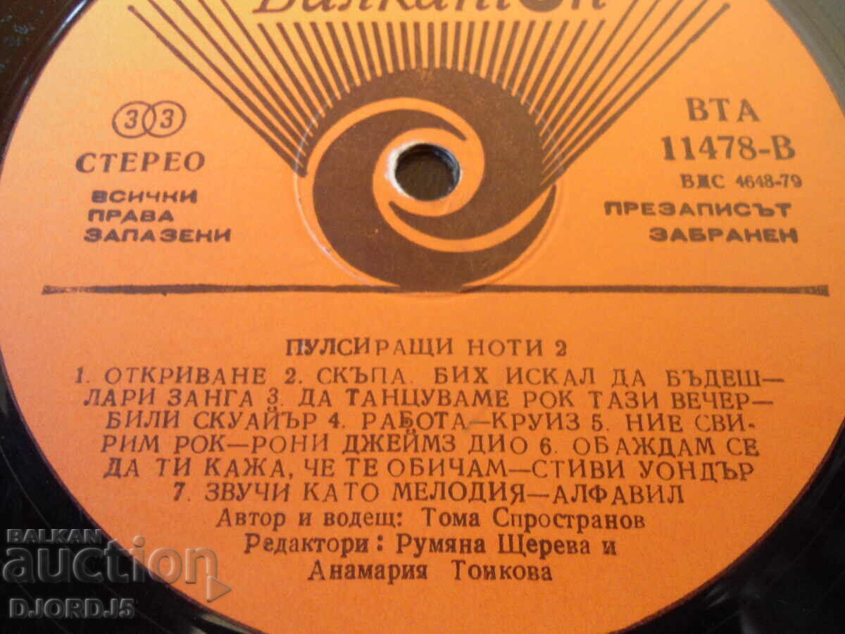 Delivery of Pulsating notes 2, gramophone record, large