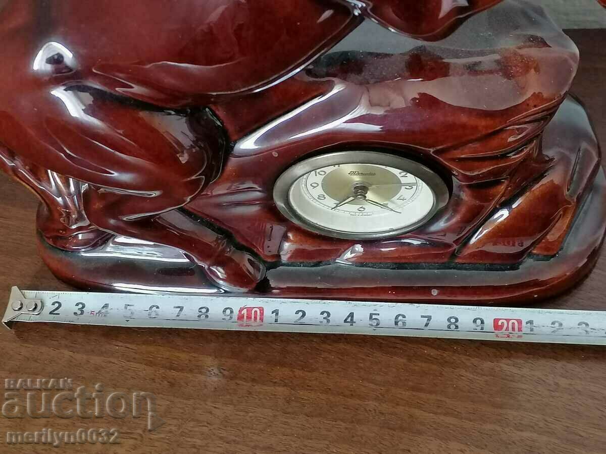 Mercedes Art Deco table clock in porcelain shape - 7