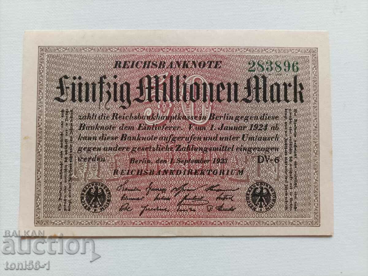 Германия 50 милиона марки 01.09.1923 аUNC - описание