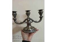 Silver old massive candlestick, markings as in the lower end
