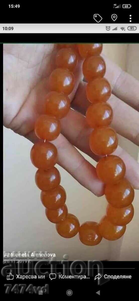 Old Russian amber necklace with round, thick grains, 44 grams with price 450.00 BGN | € 230.08