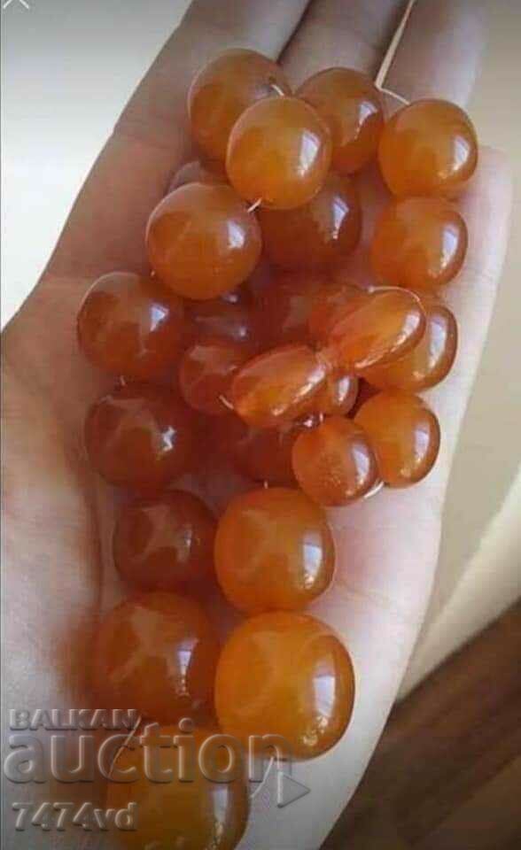 Delivery of Old Russian amber necklace with round, thick grains, 44 grams
