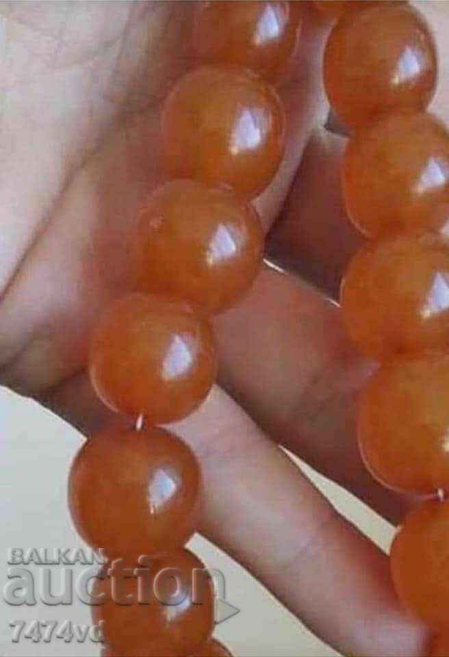 Old Russian amber necklace with round, thick grains, 44 grams - 5