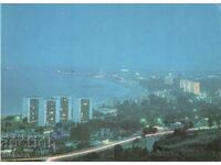 Old postcard - Sunny Beach, General view - at night