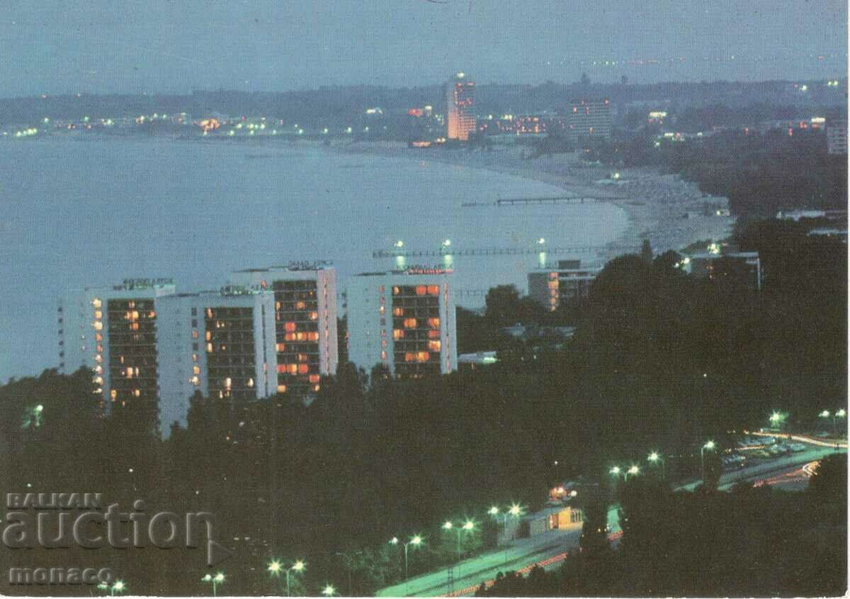 Παλιά καρτ ποστάλ - Sunny Beach, Γενική άποψη - τη νύχτα