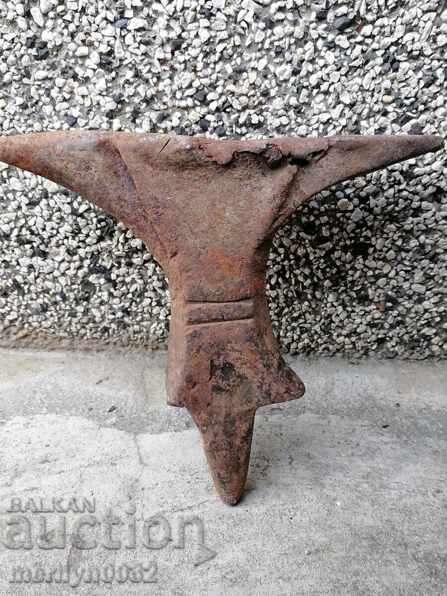 Old primitive anvil, wrought iron