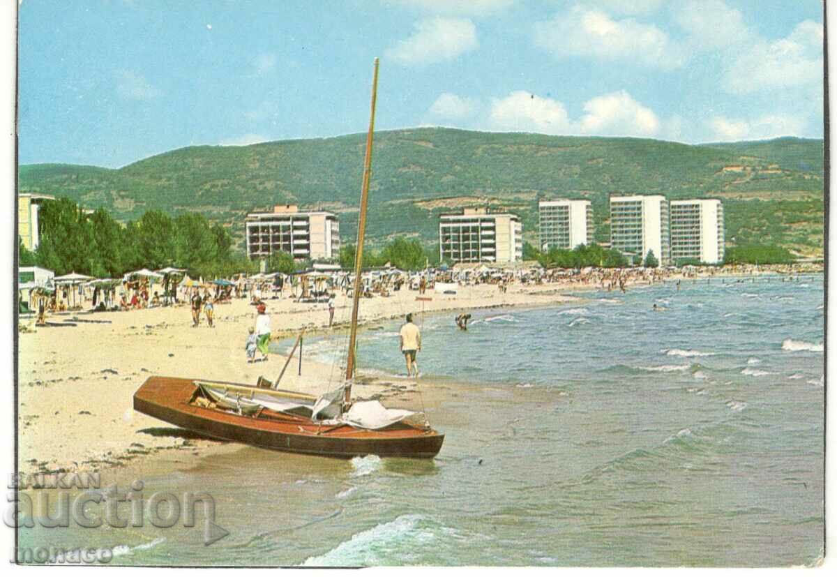Стара картичка - Слънчев бряг,  Плажът