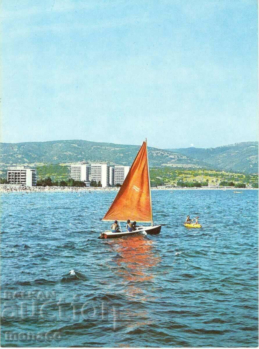 Old postcard - Sunny Beach, Sailboats