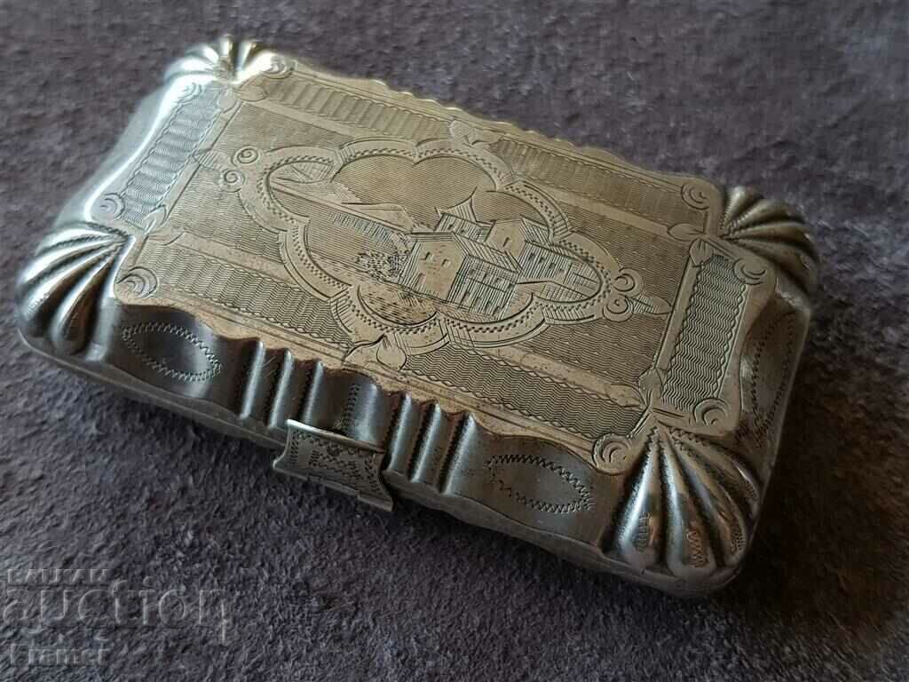 Frumoasă cutie de tutun argintiu argintiu
