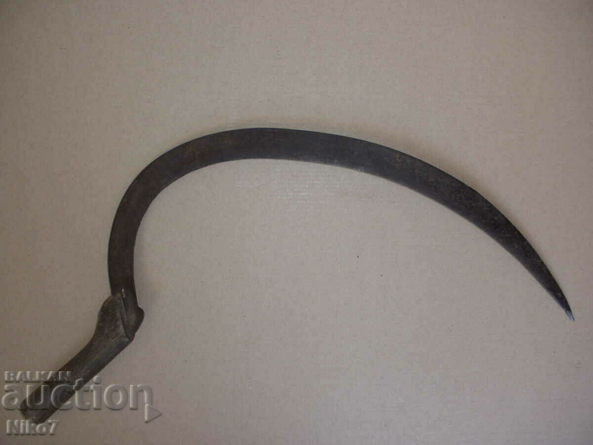 Ancient, large, marked sickle. with price 39.99 BGN | € 20.45 Ancient, large, marked sickle. with price 39.99 BGN | € 20.45