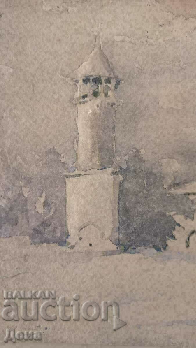 Licitație Acuarela veche magistrală 1935