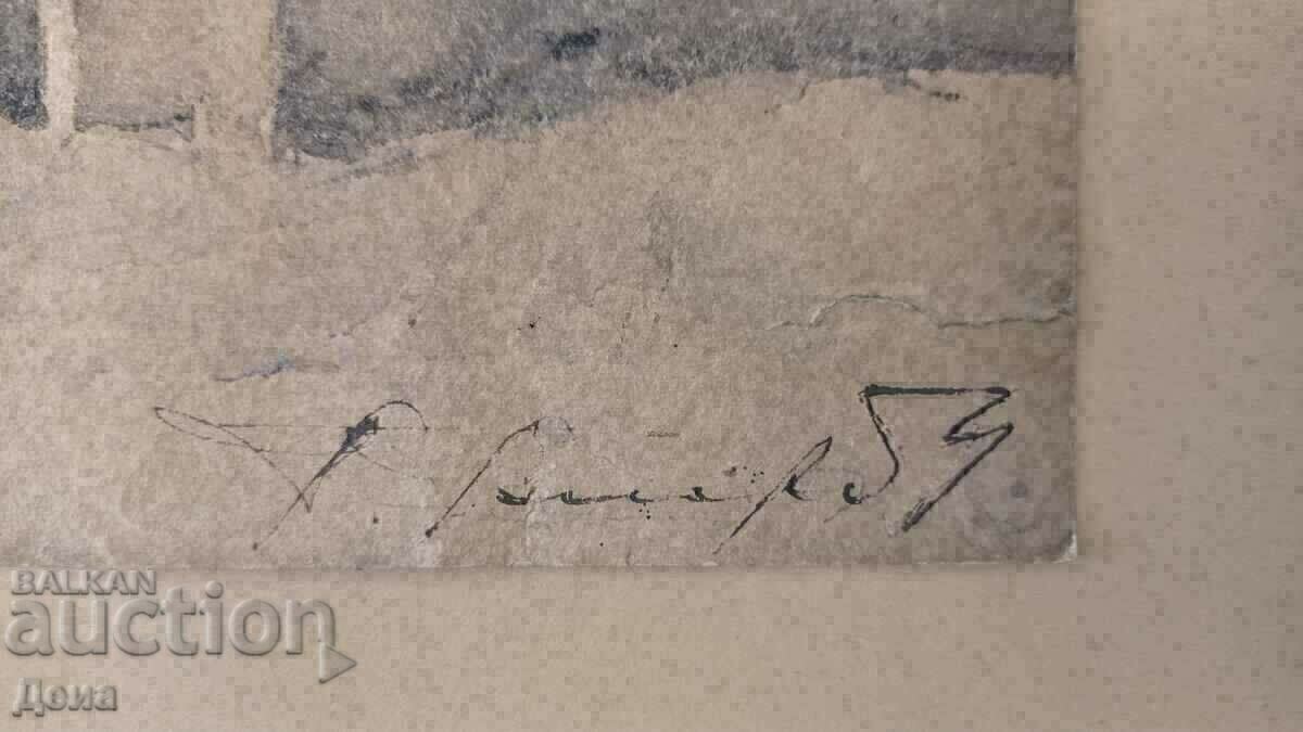 Acuarela veche magistrală 1935 - 5