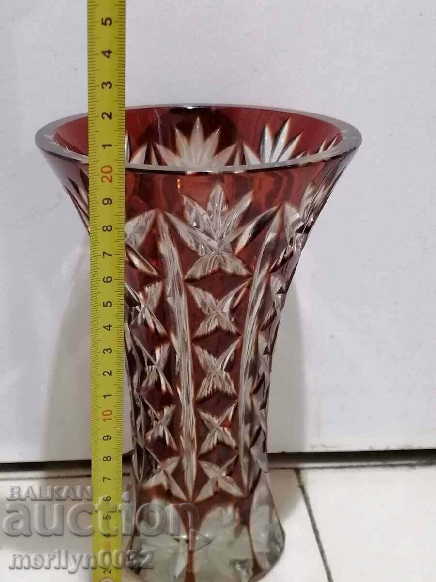 Bohemian crystal vase, glass, Czechoslovakia, USSR 20.5 cm high with price 129.90 BGN | € 66.42 Bohemian crystal vase, glass, Czechoslovakia, USSR 20.5 cm high with price 129.90 BGN | € 66.42