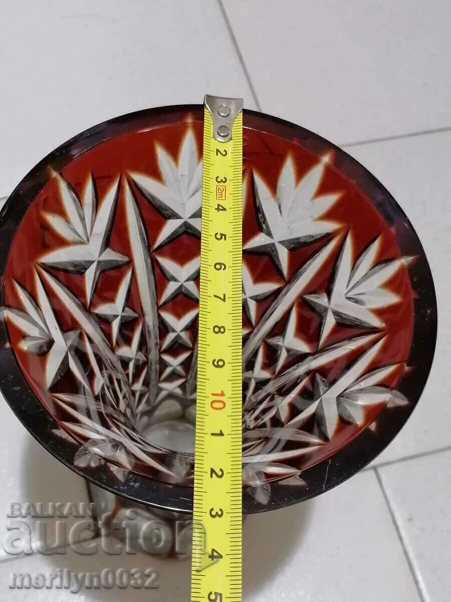 Auction Bohemian crystal vase, glass, Czechoslovakia, USSR 20.5 cm high Auction Bohemian crystal vase, glass, Czechoslovakia, USSR 20.5 cm high