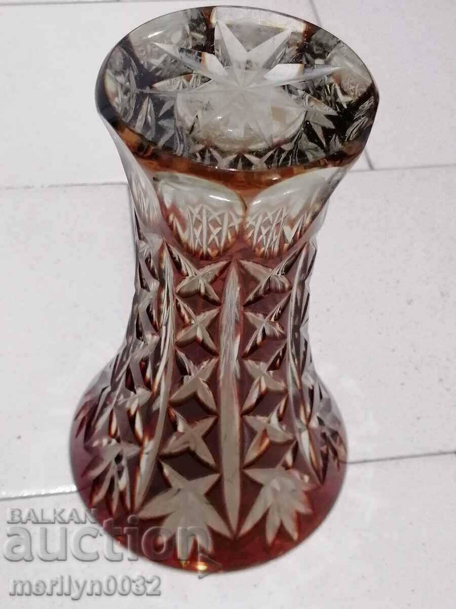 Delivery of Bohemian crystal vase, glass, Czechoslovakia, USSR 20.5 cm high Delivery of Bohemian crystal vase, glass, Czechoslovakia, USSR 20.5 cm high
