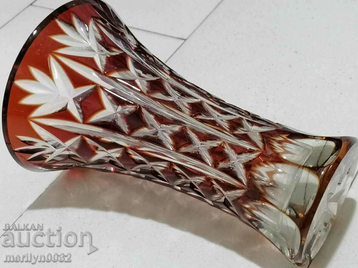 Bohemian crystal vase, glass, Czechoslovakia, USSR 20.5 cm high - 5 Bohemian crystal vase, glass, Czechoslovakia, USSR 20.5 cm high - 5